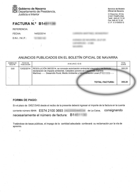 Facturas del BON
