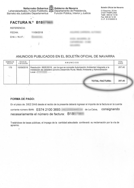 Facturas del BON