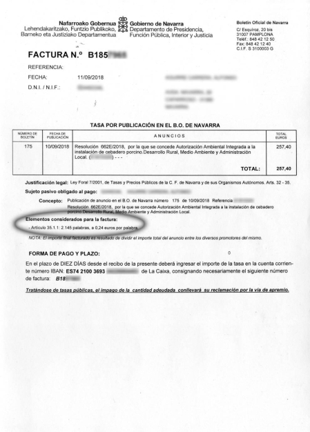 Facturas del BON