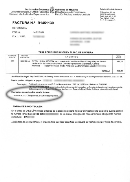 Facturas del BON