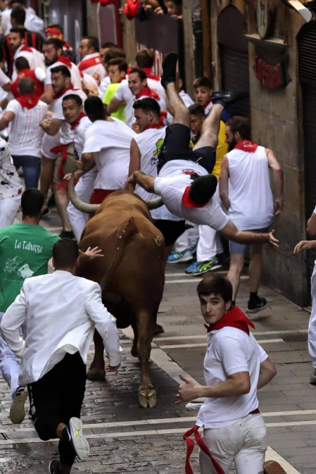 Fotos de los mejores momentos de los encierros de San Fermín 2019