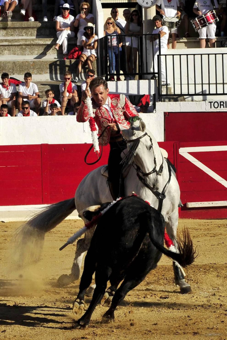 Todas las fotos del encierro del día 3 de septiembre de fiestas de Peralta, del sorteo de toros y de la corrida de rejones