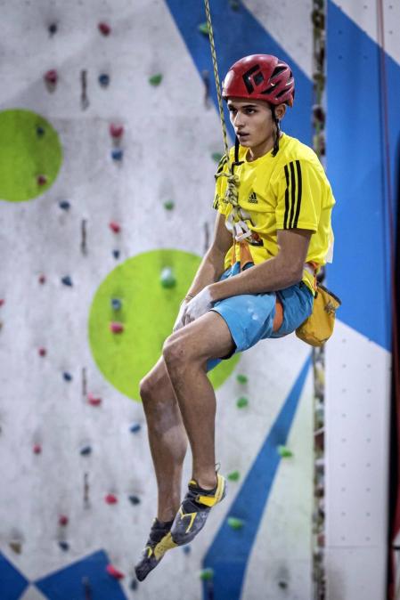 Pruebas de la competición disputadas este sábado en el Rocódromo de Berrioplano, que acogió las finales en la penúltima jornada de los Nacionales.