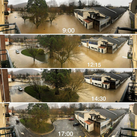 Fotos enviadas por los lectores de Diario de Navarra de las inundaciones de este viernes en Navarra.