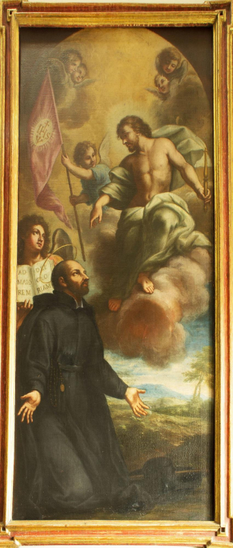 Aprobación del nombre de la Compañía de Jesús, en un lienzo enviado desde Roma en 1749 para la basílica de San Ignacio de Pamplona