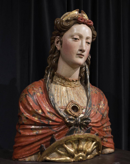 Busto relicario de santa Catalina de la parroquia de San Nicolás de Tudela, hoy en el Museo Decanal, por Bernal de Gabadi, 1577