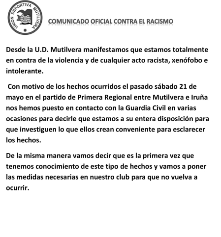 Comunicado de la U.D. Mutilvera