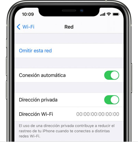 Configuración de direcciones privadas en iOS