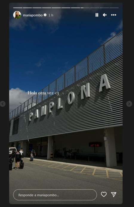 Historia subida por María Pombo, que ha llegado a Pamplona en avión