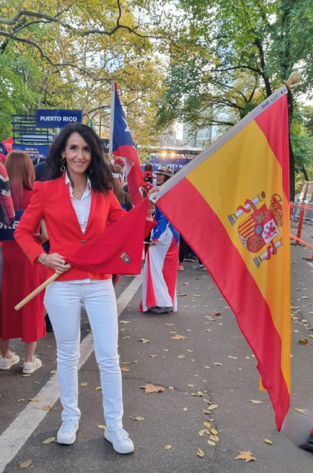 La navarra Nuria Elío Aldunate, durante su participación en la maratón de Nueva York.