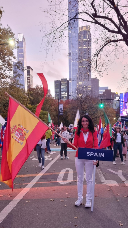 La navarra Nuria Elío Aldunate, durante su participación en la maratón de Nueva York.