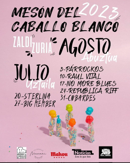 Cartel de los conciertos del Mesón del Caballo Blanco 2023