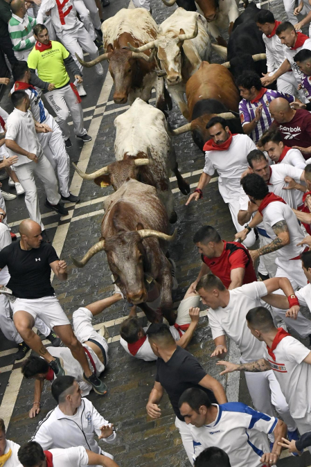 Primer encierro de San Fermín en el tramo de Estafeta