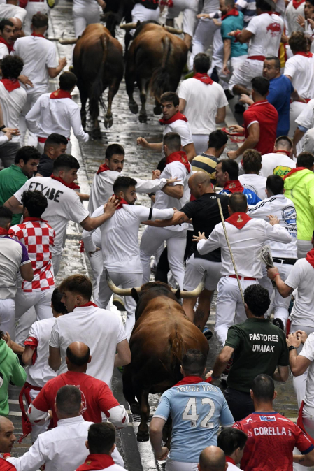 Primer encierro de San Fermín en el tramo de Estafeta
