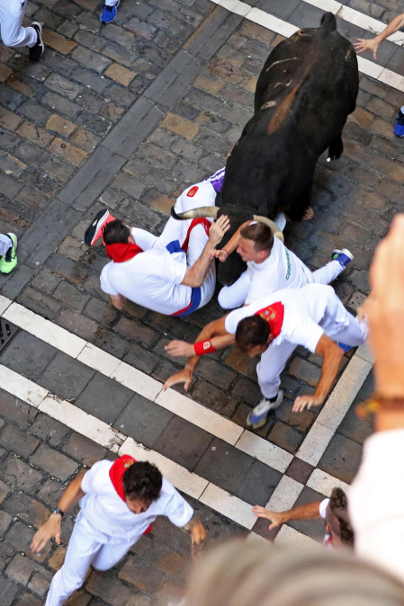 Imágenes del cuarto encierro de San Fermín 2023.|
