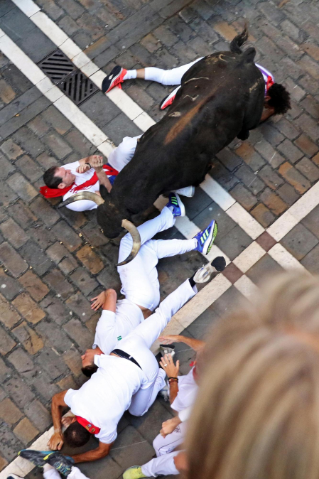 Imágenes del cuarto encierro de San Fermín 2023.|