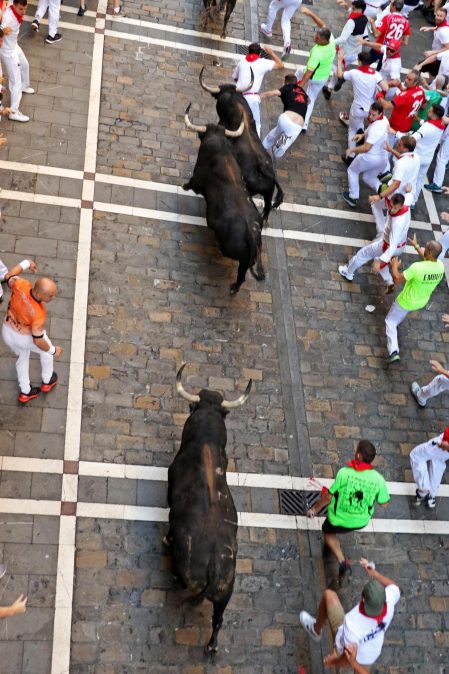 Imágenes del cuarto encierro de San Fermín 2023.|
