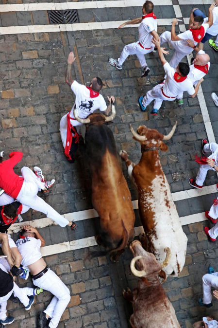 Imágenes del cuarto encierro de San Fermín 2023.|