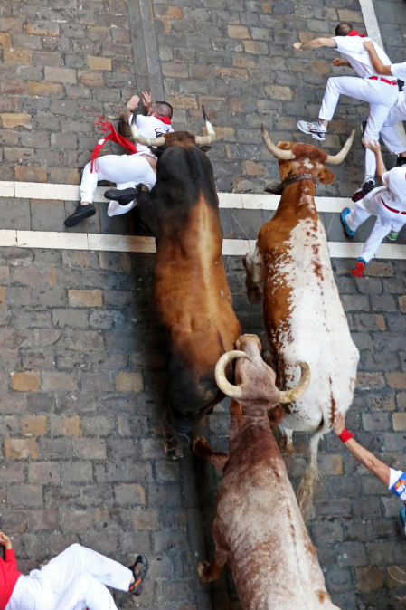 Imágenes del cuarto encierro de San Fermín 2023.|