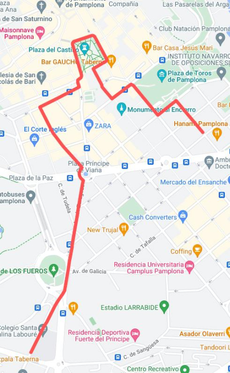 Recorrido de la Cabalgata de los Reyes Magos por Pamplona