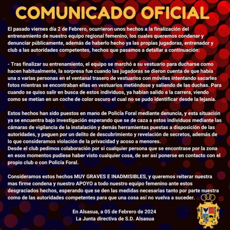 Comunicado del S.D. Alsasua