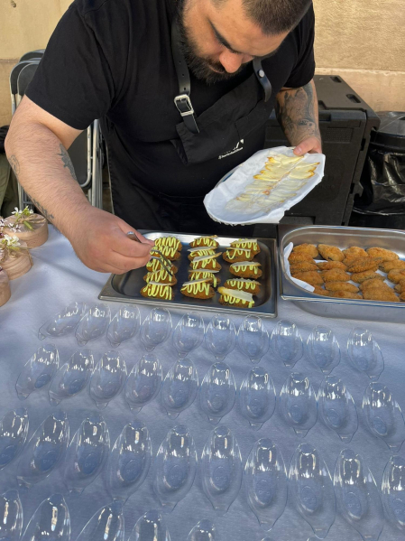 Degustación realizada en Pamplona empleando productos navarros.