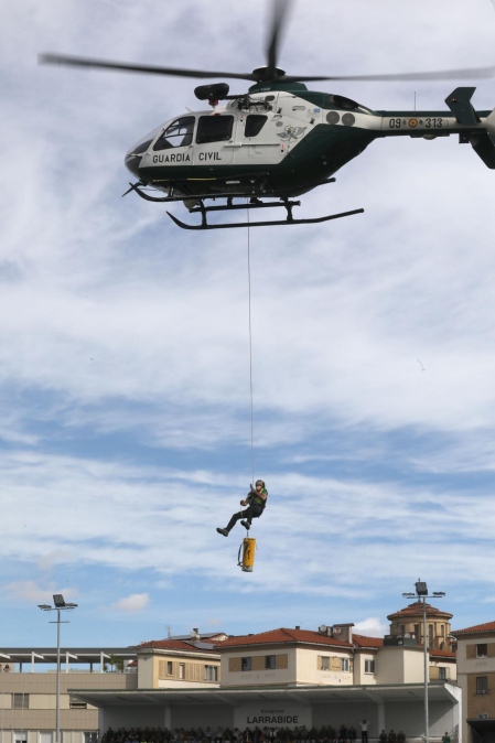 Un instante de la exhibición de rescate en Larrabide