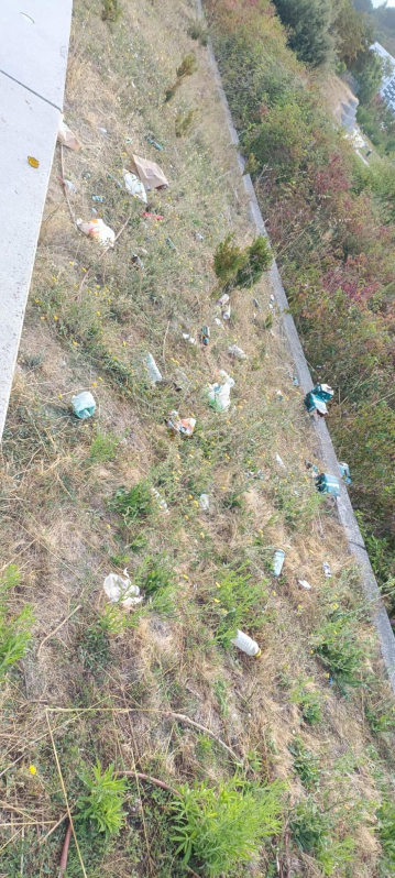 Imágenes del estado de dejadez del Parque de las Pioneras. Parece que no se realizan labores de limpieza nunca, porque hay latas que llevan meses. Hay latas, botellas, etc. en los jardines y en los parques infantiles. En el parque de calistenia hay cristales por el suelo y basura