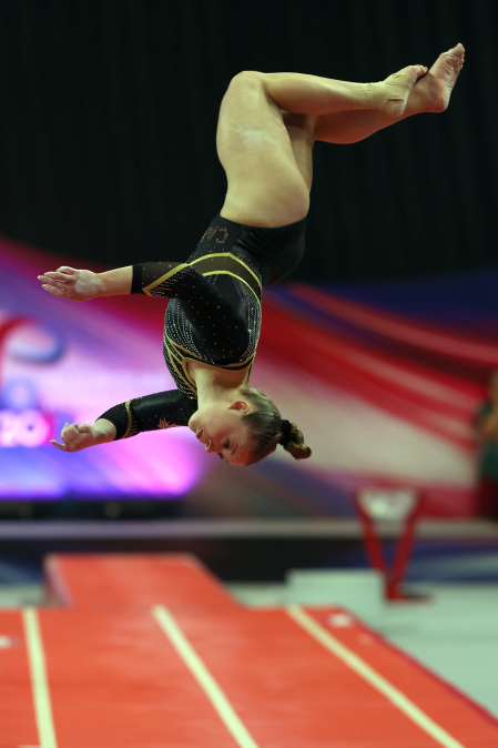 Segunda jornada del Campeonato del Mundo de Gimnasia de Trampolín en Pamplona.