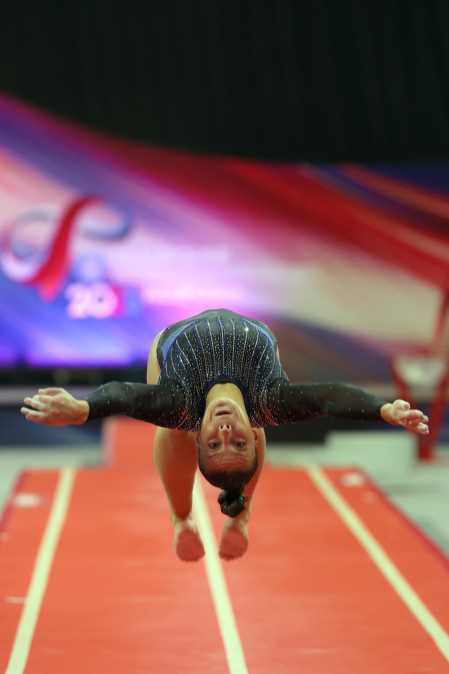 Segunda jornada del Campeonato del Mundo de Gimnasia de Trampolín en Pamplona.