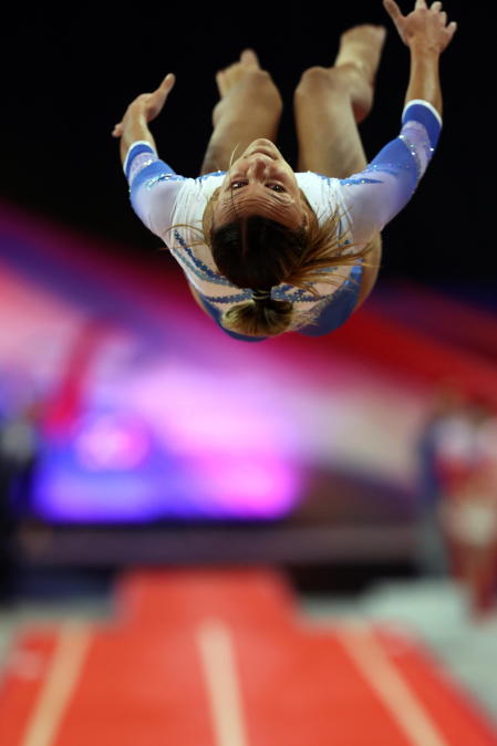 Segunda jornada del Campeonato del Mundo de Gimnasia de Trampolín en Pamplona.