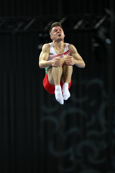 Segunda jornada del Campeonato del Mundo de Gimnasia de Trampolín en Pamplona.