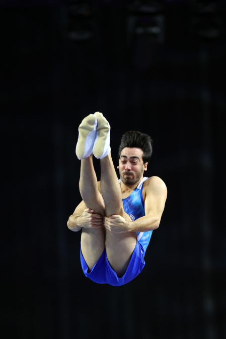 Segunda jornada del Campeonato del Mundo de Gimnasia de Trampolín en Pamplona.