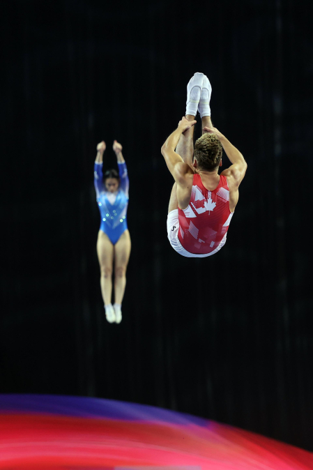 Segunda jornada del Campeonato del Mundo de Gimnasia de Trampolín en Pamplona.