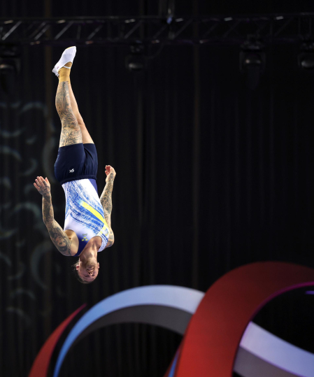 Segunda jornada del Campeonato del Mundo de Gimnasia de Trampolín en Pamplona.