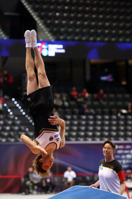 Tercera jornada del Campeonato del Mundo de Gimnasia de Trampolín en Pamplona.