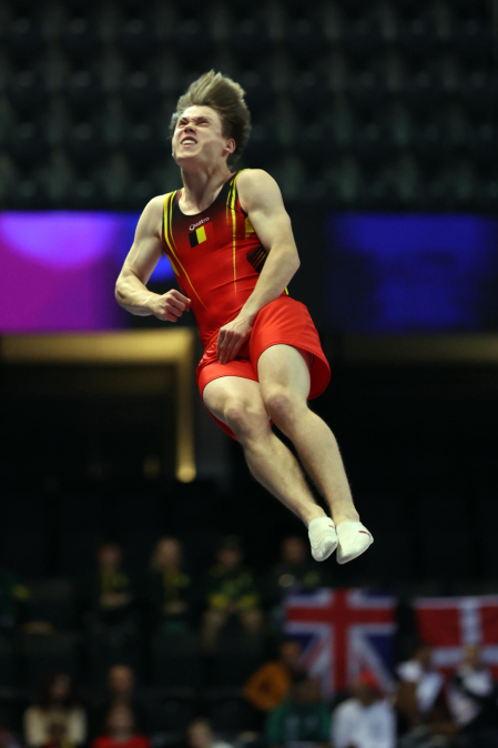 Tercera jornada del Campeonato del Mundo de Gimnasia de Trampolín en Pamplona.