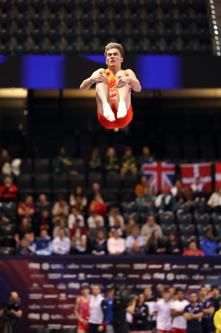 Tercera jornada del Campeonato del Mundo de Gimnasia de Trampolín en Pamplona.
