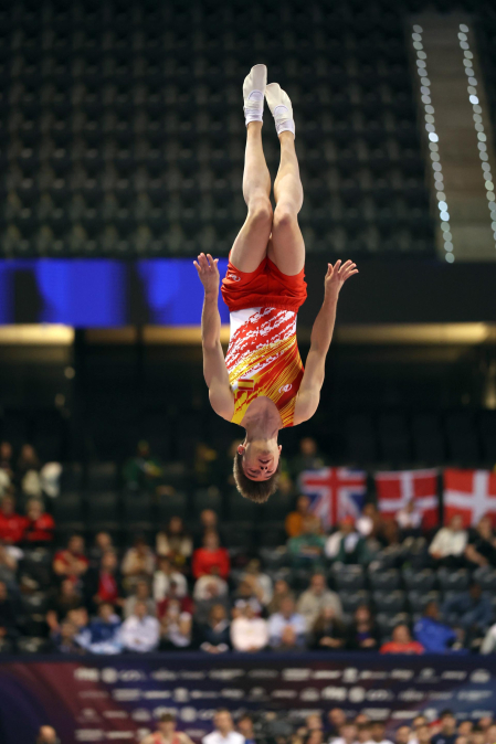 Tercera jornada del Campeonato del Mundo de Gimnasia de Trampolín en Pamplona.