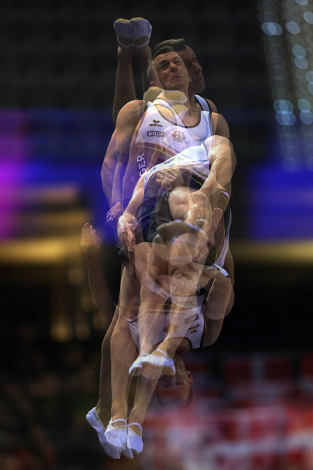 Tercera jornada del Campeonato del Mundo de Gimnasia de Trampolín en Pamplona.