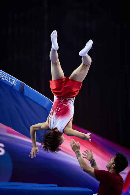 Fotos del Mundial de gimnasia de trampolín en el Navarra Arena
