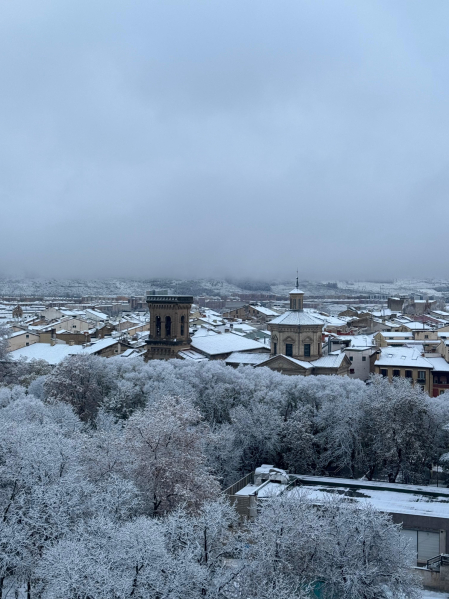 Pamplona, cubierta de nieve.