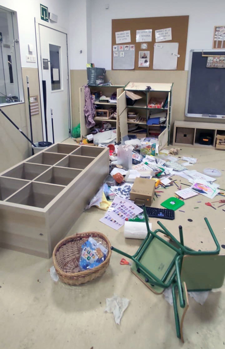 destrozos en el colegio público de Buztintxuri.