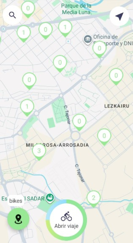 Pantallazo del número de bicicletas en Pamplona a las nueve de la mañana