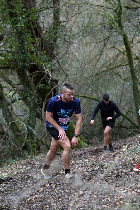 Participantes en la octava edición del Trail de Aibar sobre 18 kilómetros en una prueba disputada este domingo, 15 de febrero