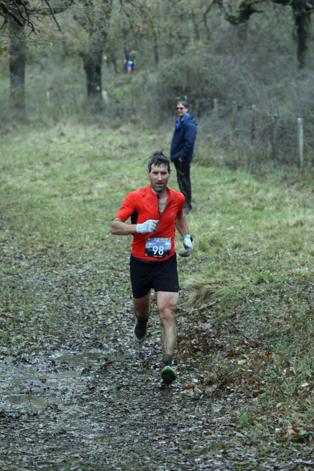 Participantes en la octava edición del Trail de Aibar sobre 18 kilómetros en una prueba disputada este domingo, 15 de febrero