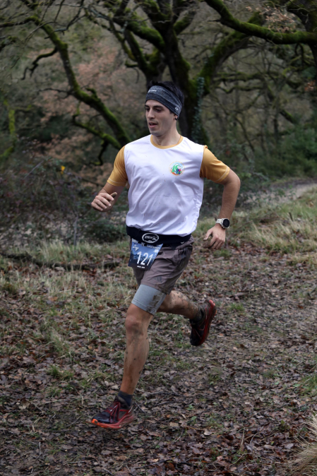 Participantes en la octava edición del Trail de Aibar sobre 18 kilómetros en una prueba disputada este domingo, 15 de febrero
