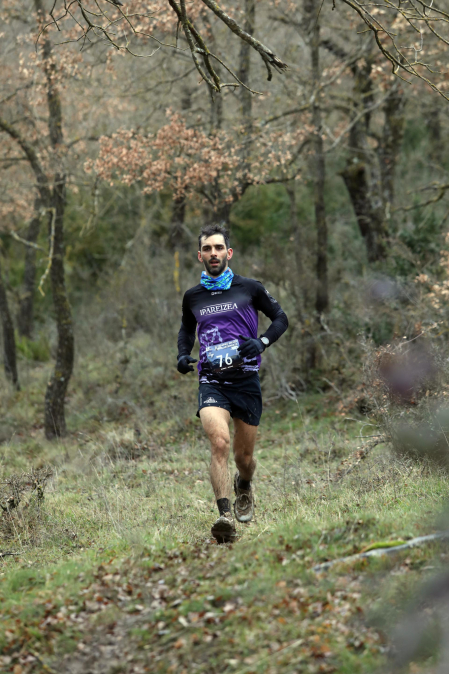 Participantes en la octava edición del Trail de Aibar sobre 18 kilómetros en una prueba disputada este domingo, 15 de febrero