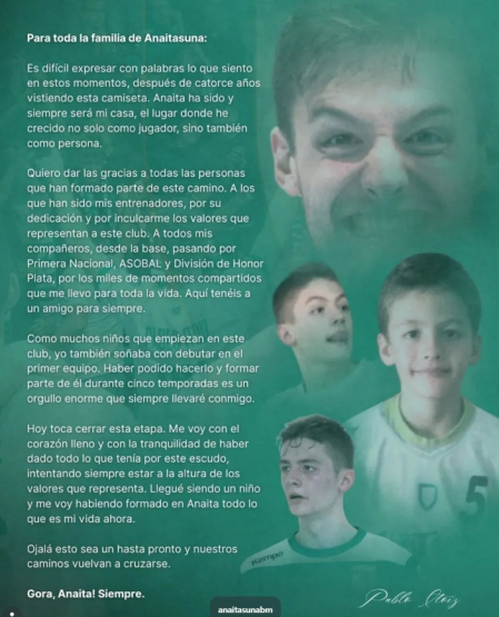 El mensaje que Pablo Itoiz ha compartido en redes tras conocerse su salida de Anaitasuna esta campaña
