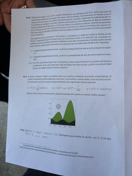 Examen de Matemáticas II de la PAU 2026 en Navarra